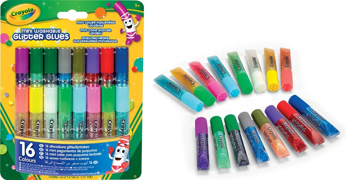 Crayola Hobbylijm Glitter 16 Tubes - 96ml