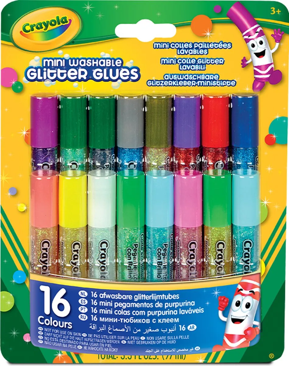 Crayola Hobbylijm Glitter 16 Tubes