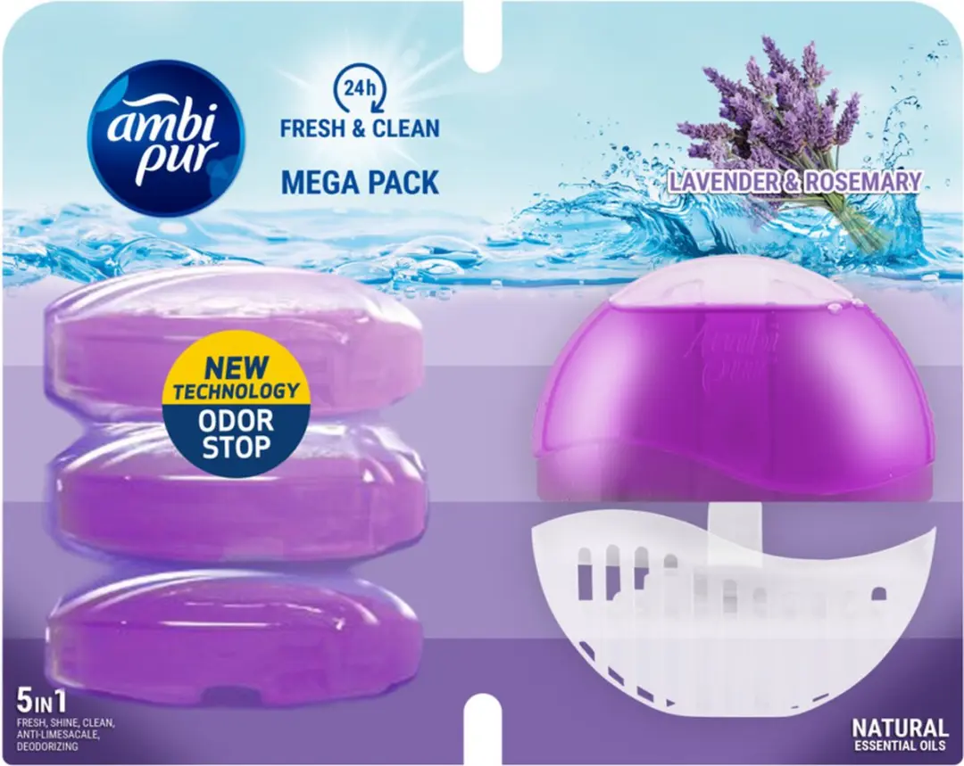 Ambi Pur Toiletblok Lavender & Rosemary Mega Pack - 220ml - afbeelding 2 van 3