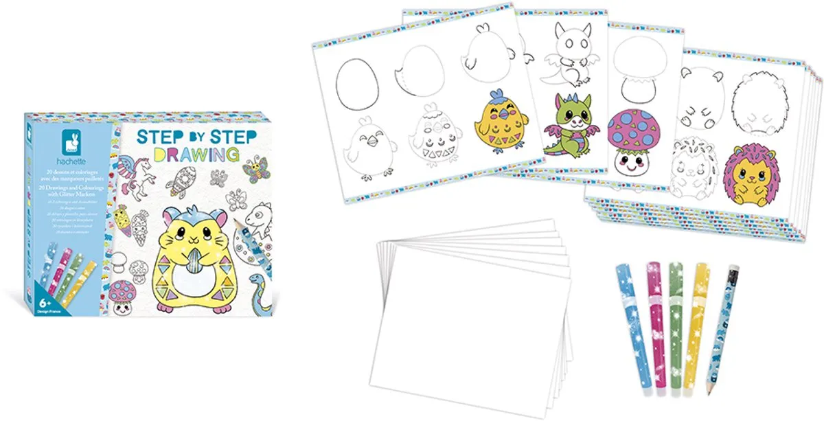 Janod Step By Step Drawing Knutselset - 20 Modellen - Multicolor
