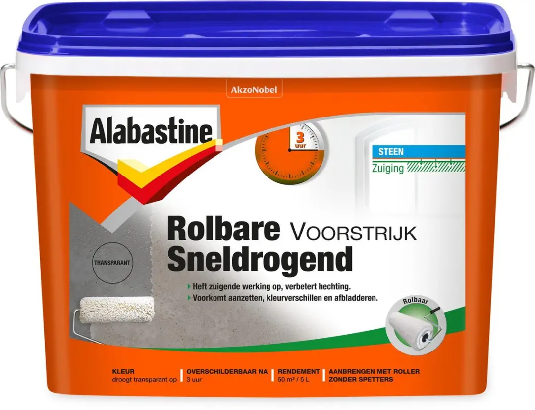 Alabastine Rolbare Voorstrijk Sneldrogend 5L - Transparant
