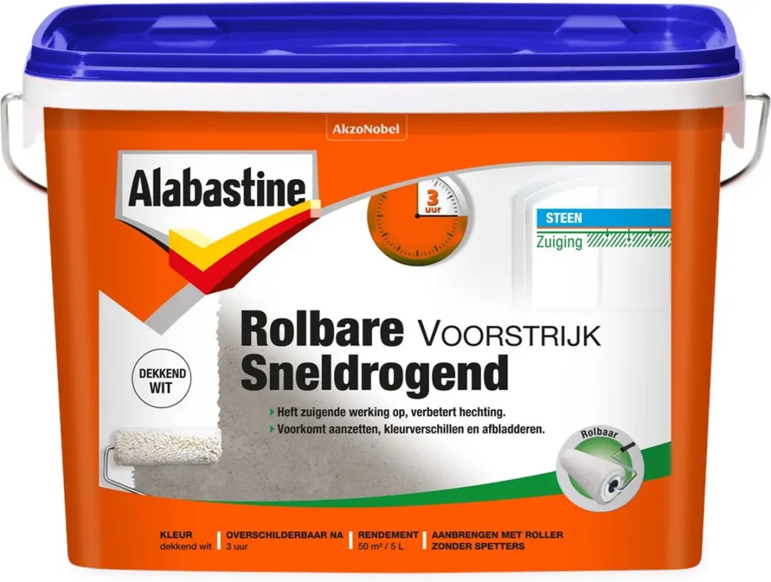 Alabastine Rolbare Voorstrijk Sneldrogend 5L - Transparant