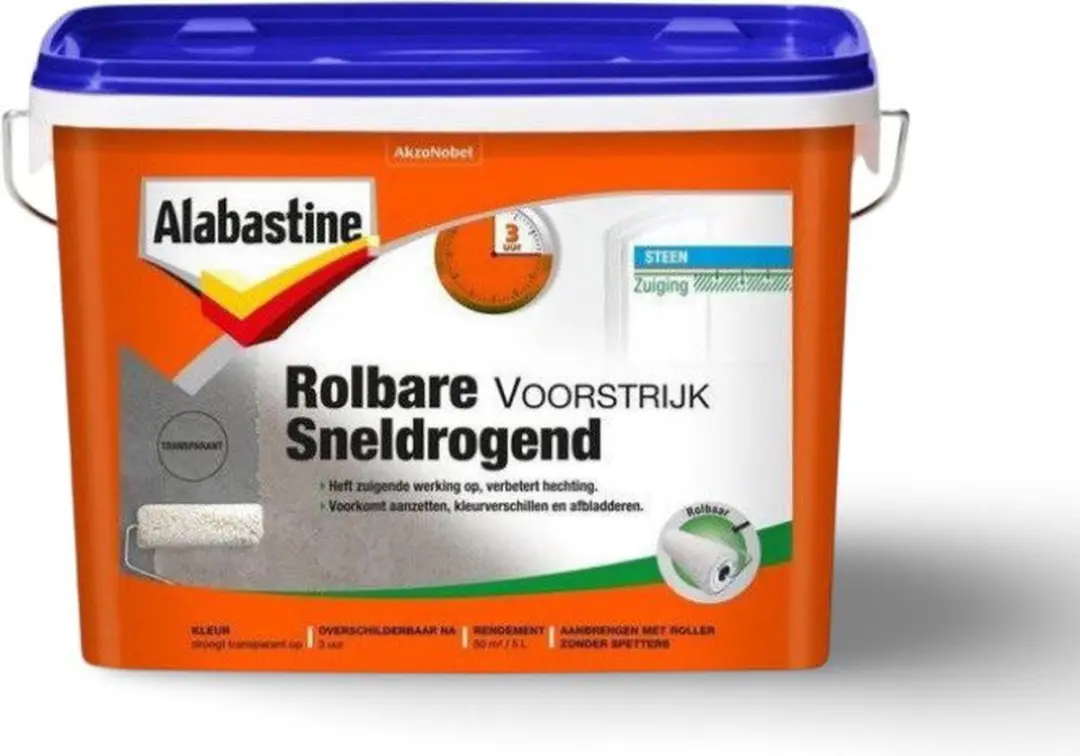 Alabastine Rolbare Voorstrijk Sneldrogend 5L - Transparant