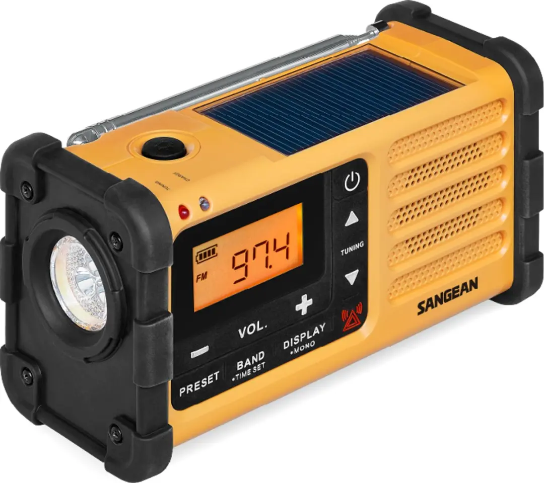 Sangean MMR-88 Outdoorradio - VHF/FM, Accu, Zonnepaneel, Zaklamp - Zwart/Geel - afbeelding 4 van 6