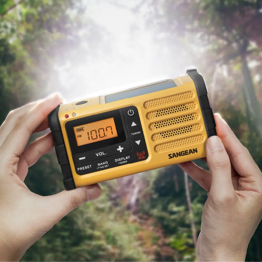 Sangean MMR-88 Outdoorradio - VHF/FM, Accu, Zonnepaneel, Zaklamp - Zwart/Geel - afbeelding 3 van 6
