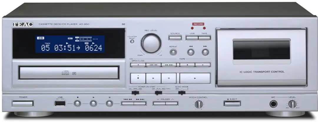 TEAC AD-850-SE CD & Cassettespeler - USB - Zilver