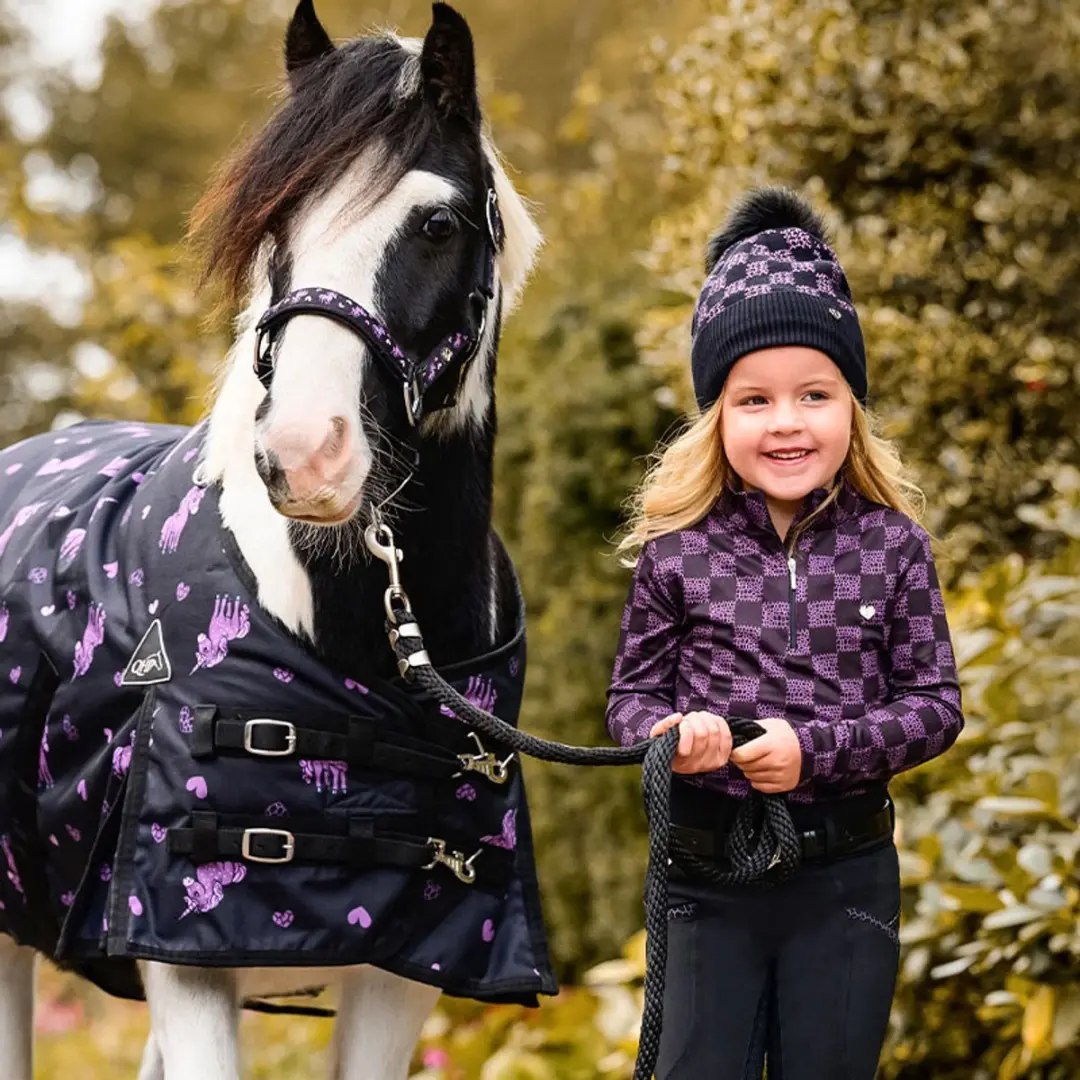 QHP Lize Kids Trainingsshirt - XS - Zwart-Paars - afbeelding 6 van 6