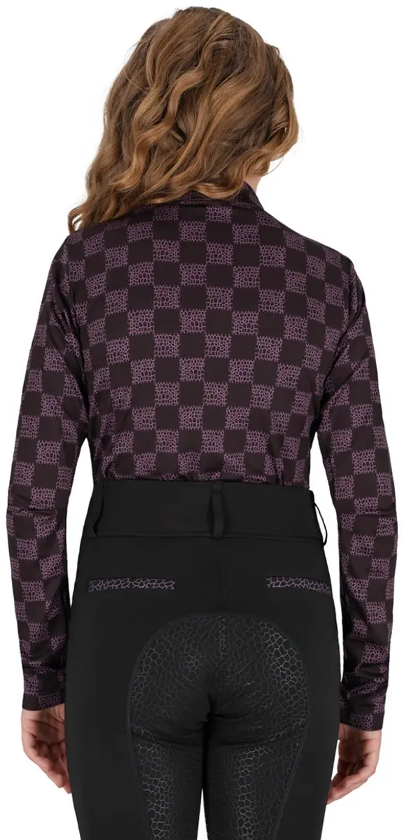 QHP Lize Kids Trainingsshirt - XS - Zwart-Paars