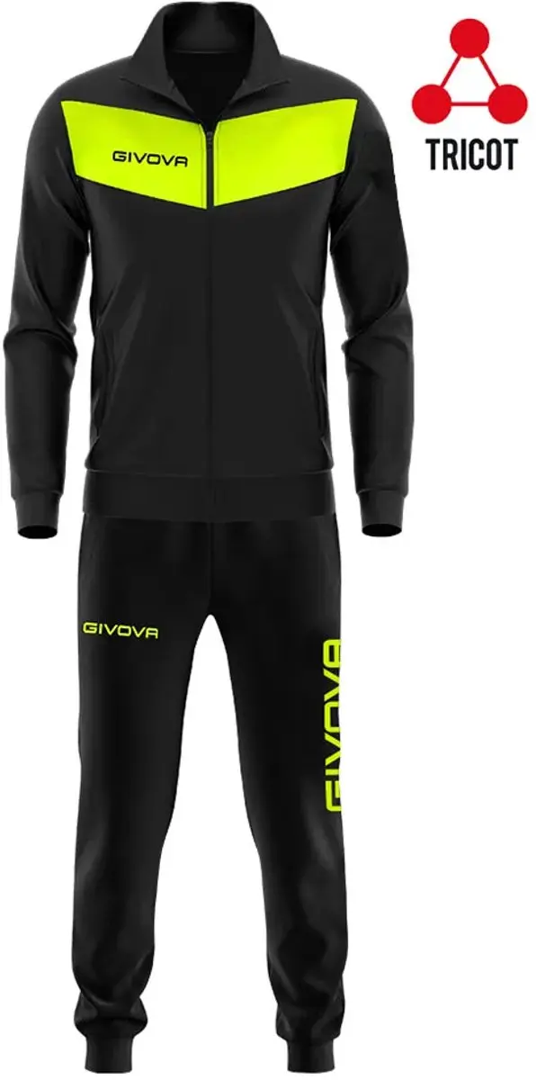 Givova Visa Fluo Trainingspak XS - 11-12 Jaar - Zwart/Fluo Geel - afbeelding 2 van 3