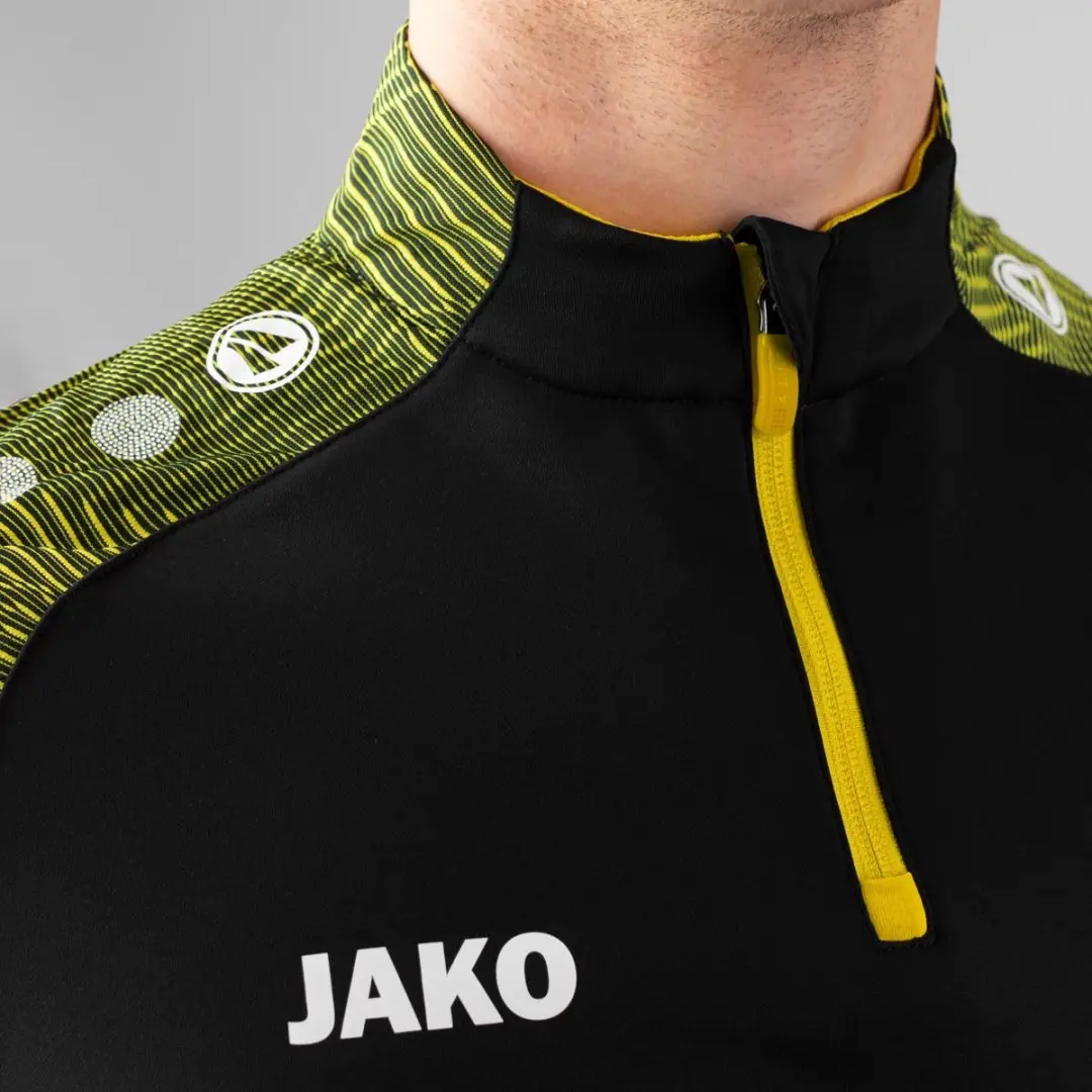JAKO Ziptop Challenge Sportshirt M - Zwart-Geel