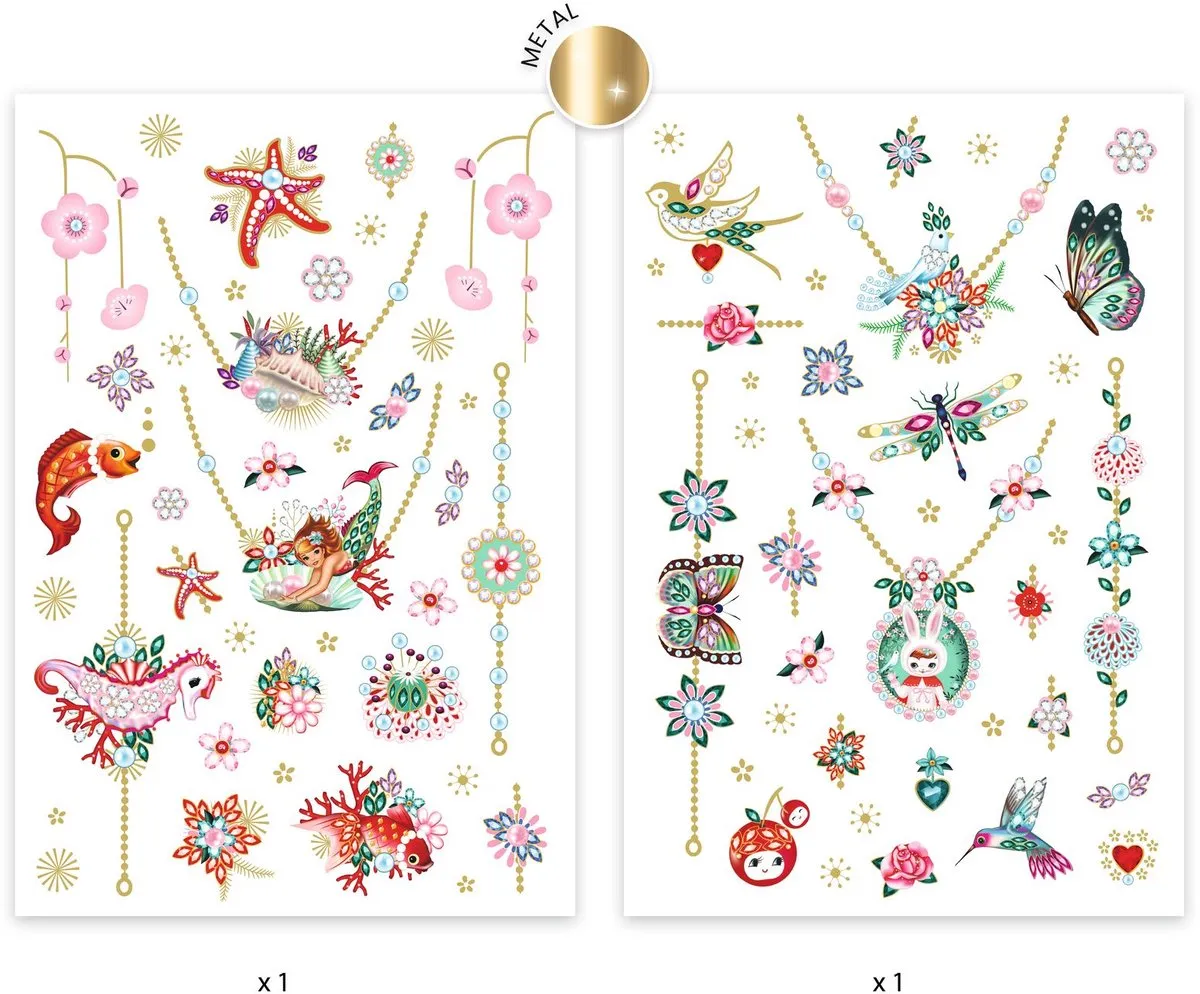 Djeco Fiona's Jewels Huidvriendelijke Tattoos - 50 Stuks - Multicolor