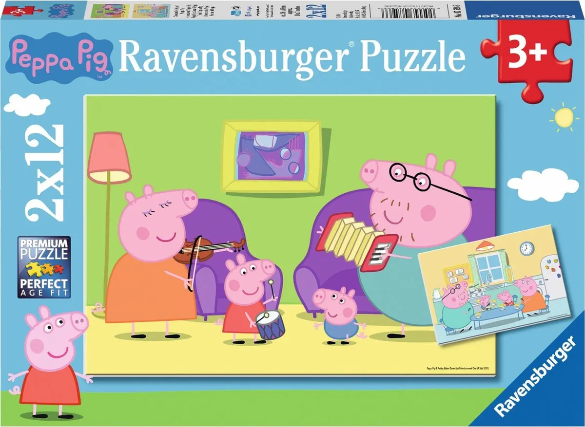 Ravensburger Thuis bij Peppa Pig Puzzels - 2x12 Stuks - Multicolor