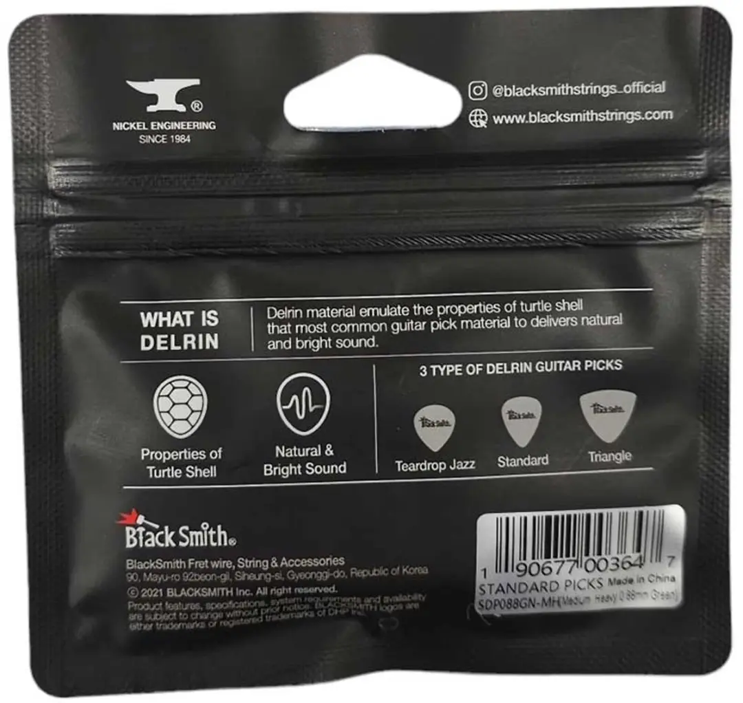 Blacksmith SDP088GN-MH Plectrums 0.88mm - Groen - 12 Stuks - afbeelding 3 van 3