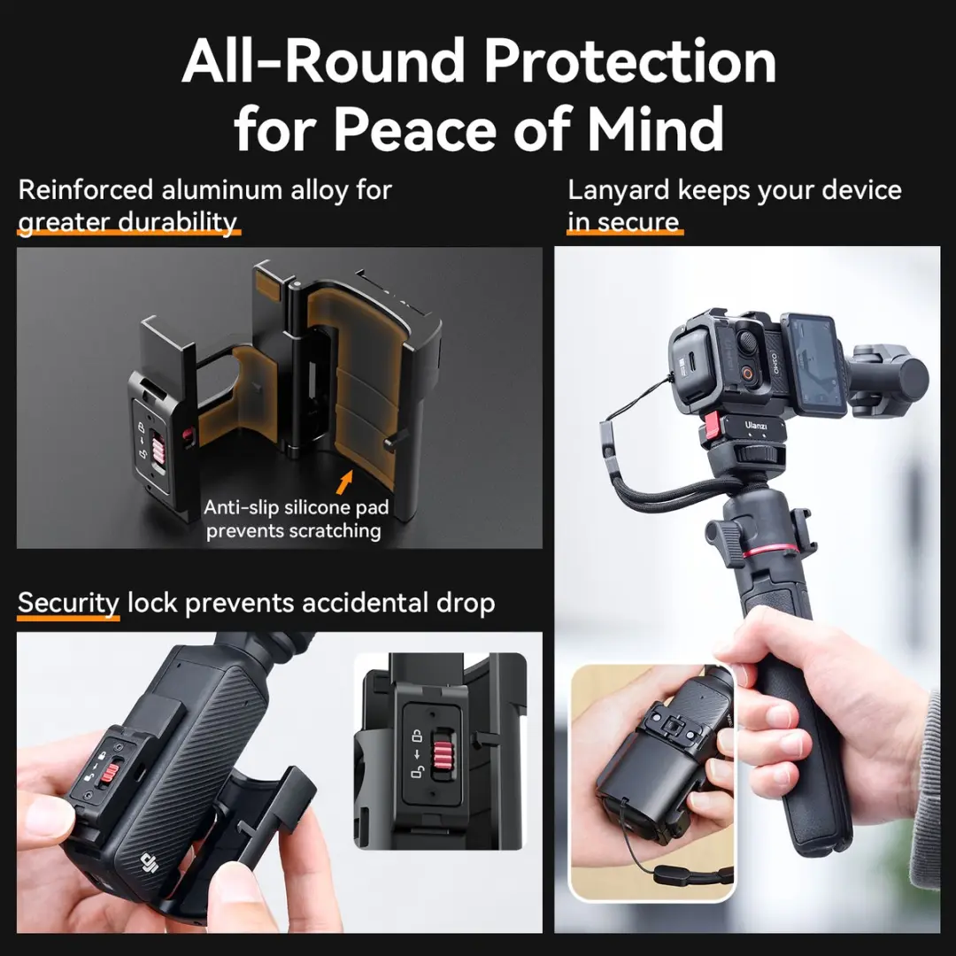 Ulanzi PK-06 Uitbreidingsadapter DJI Osmo Pocket 3 - Koudschoen & 1/4" - Aluminium Zwart