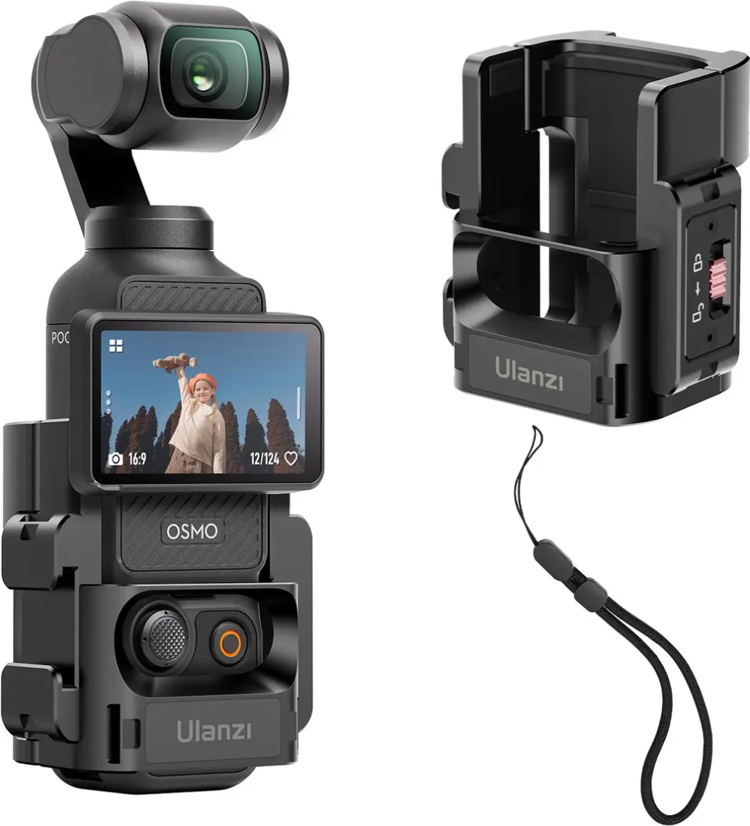 Ulanzi PK-06 Uitbreidingsadapter DJI Osmo Pocket 3 - Koudschoen & 1/4" - Aluminium Zwart