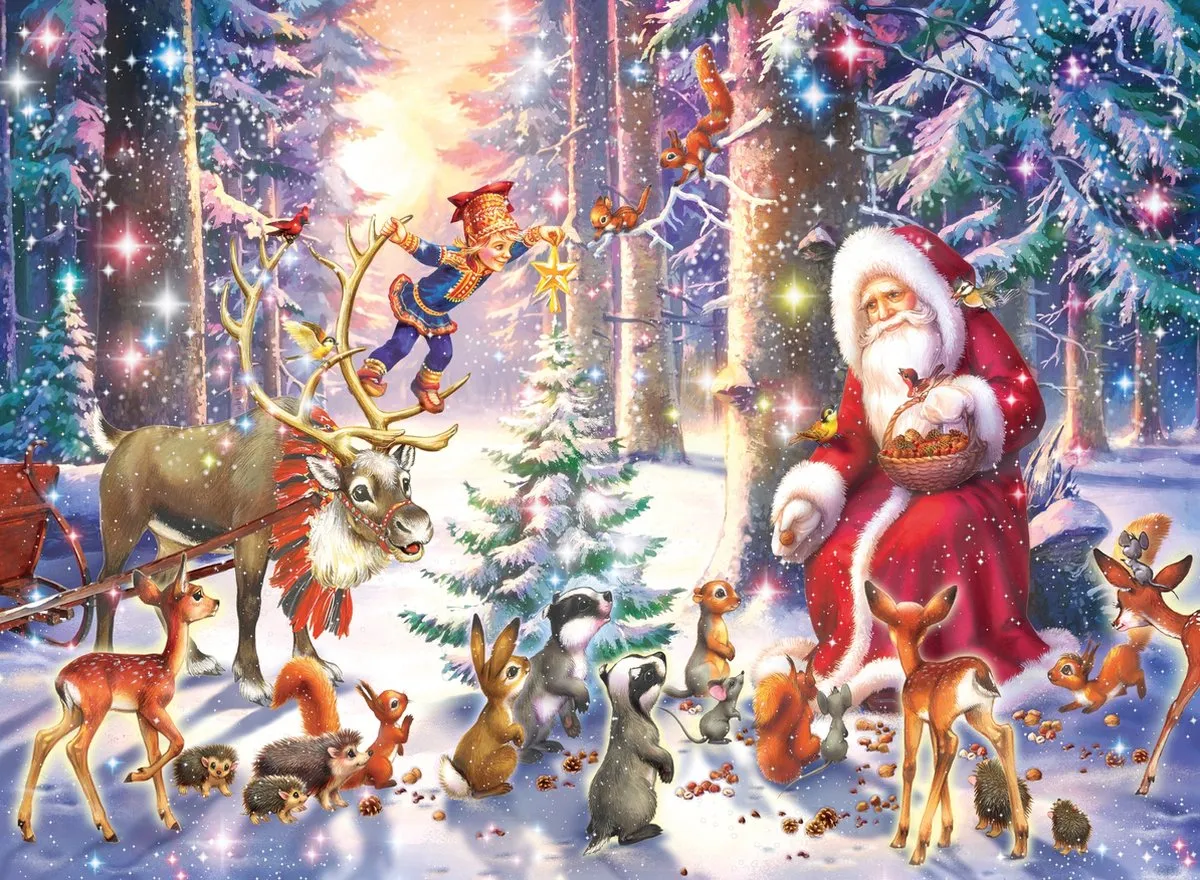 Ravensburger Kerstmis in het bos Legpuzzel 100 Stuks - Multicolor