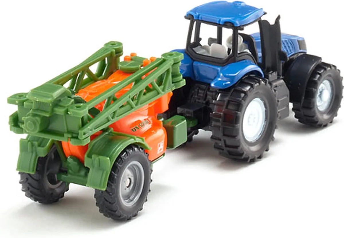 SIKU 1668 New Holland Tractor met Veldspuit - Blauw/Orange/Groen