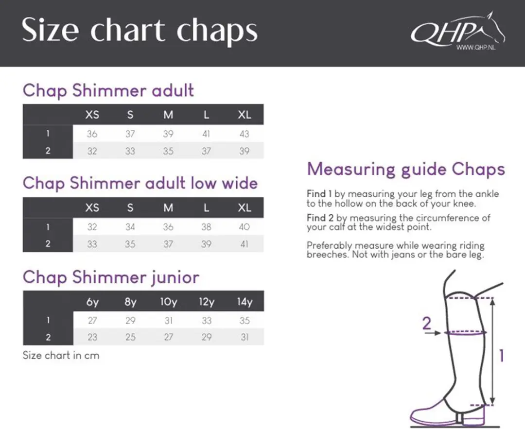 QHP Chaps Shimmer Junior - Zwart W26 - afbeelding 2 van 6