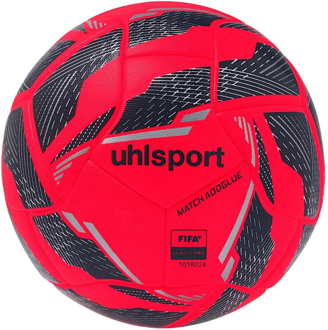 Uhlsport Match Addglue Voetbal - Fluor Rood/Navy/Silver - afbeelding 2 van 2