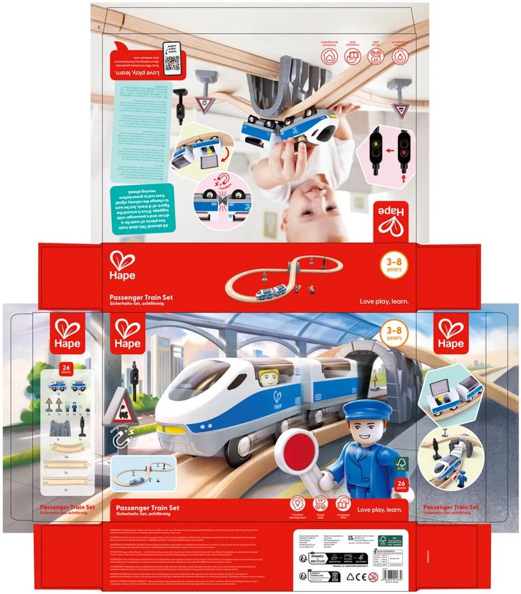 Hape Houten Treinbaan Figuur 8 E3729 - 20 Stukken - Veelkleurig