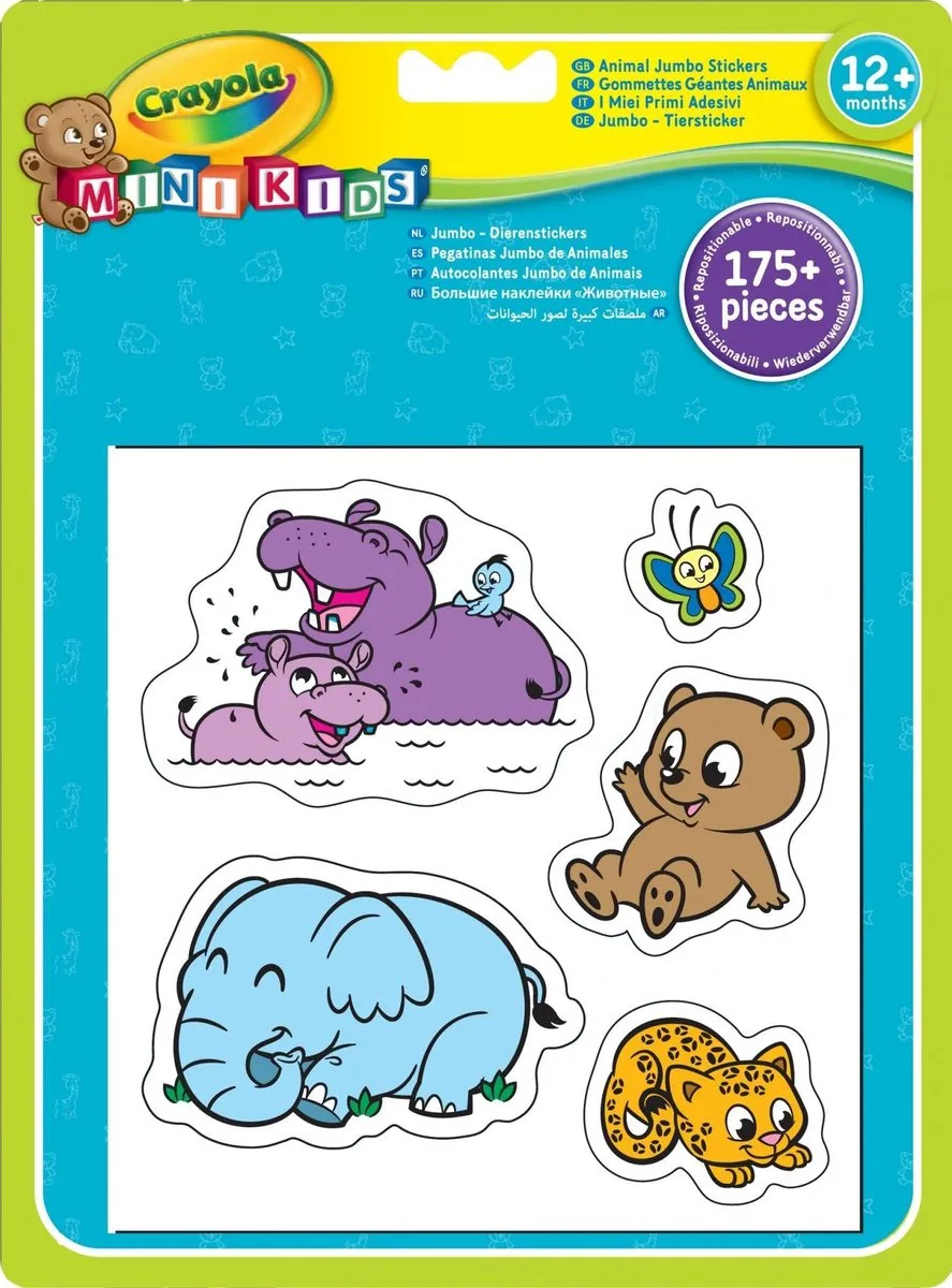 Crayola Jumbo Stickers Dieren Multicolor - 175 Stuks