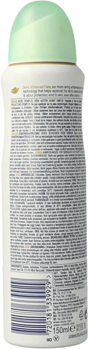 Dove Deodorant Spray Advanced Care Komkommer & Groene Thee 150ml
