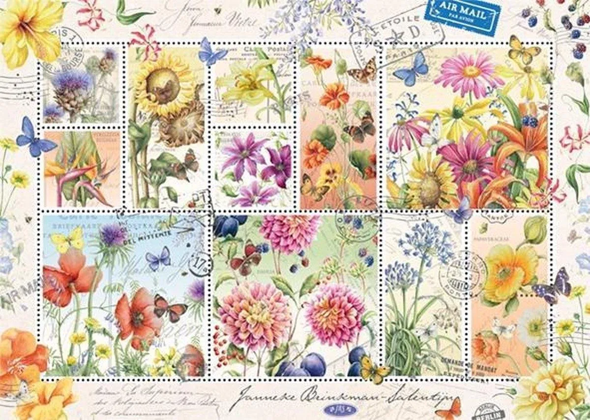 Jumbo Premium Collection Puzzel Janneke Brinkman Flower Stamps Summer - 950 Stuks