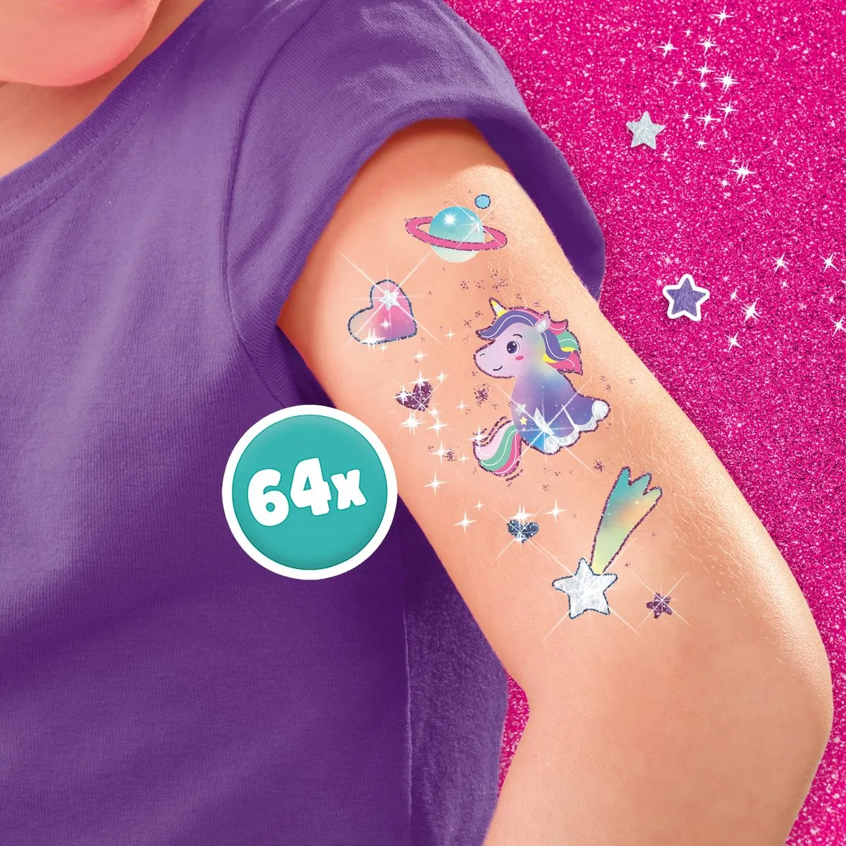 SES Creative Unicorn Tattoos - 64 Stuks met Glitters