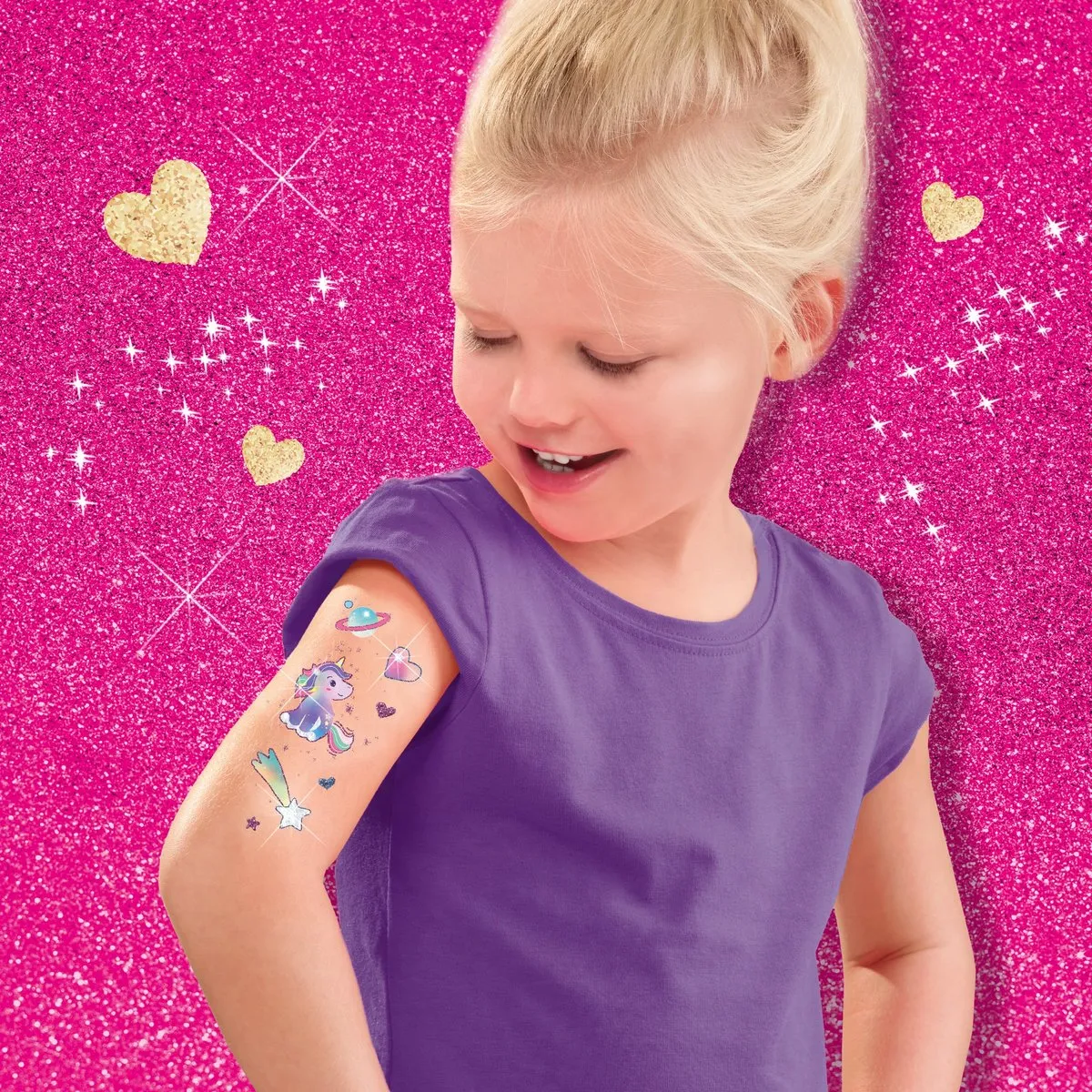 SES Creative Unicorn Tattoos - 64 Stuks met Glitters
