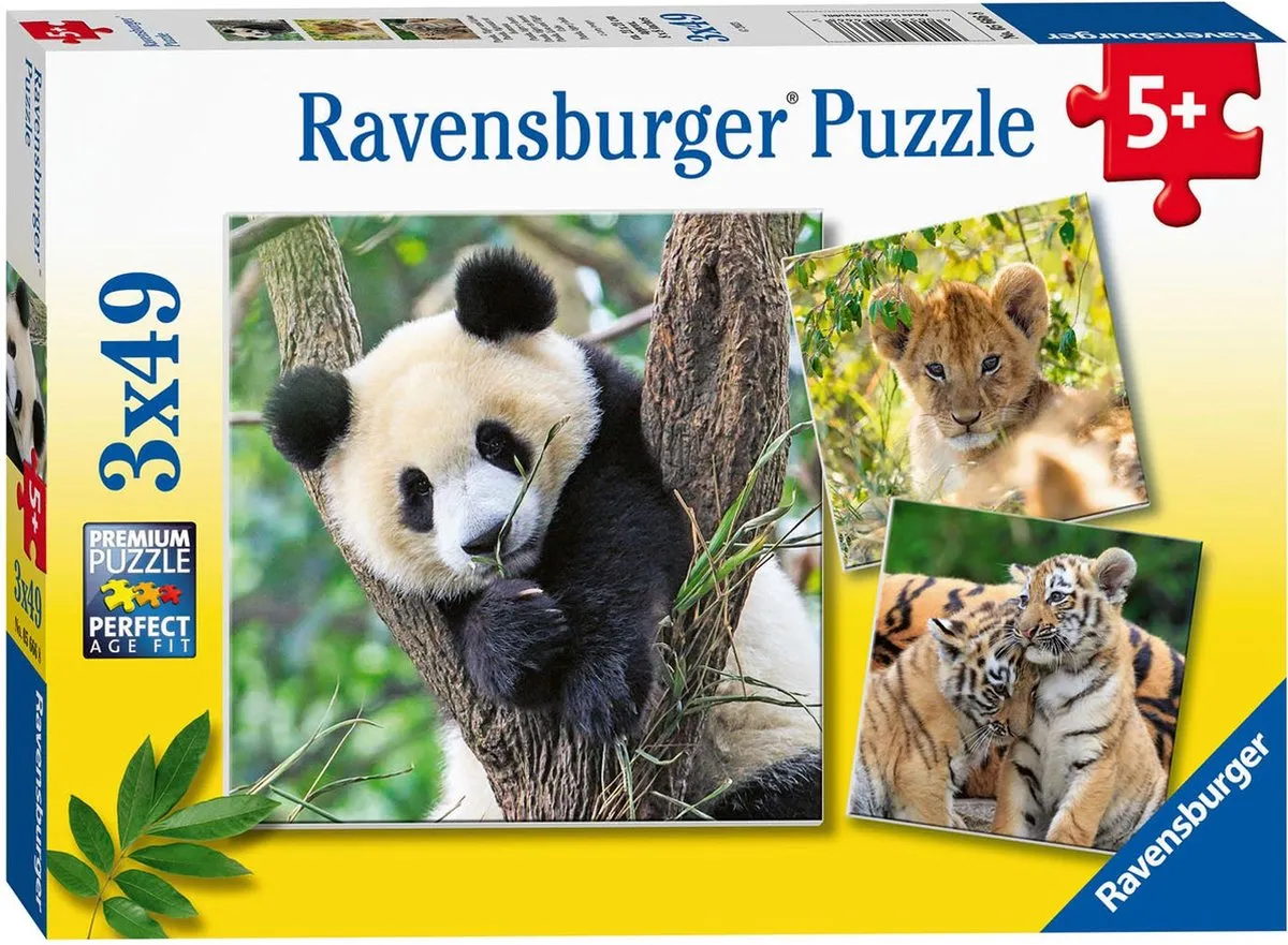 Ravensburger Panda, Tijger & Leeuw Legpuzzel 147 Stuks