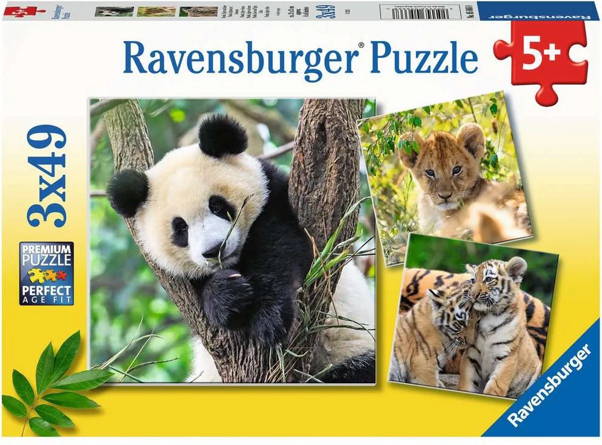 Ravensburger Panda, Tijger & Leeuw Legpuzzel 147 Stuks