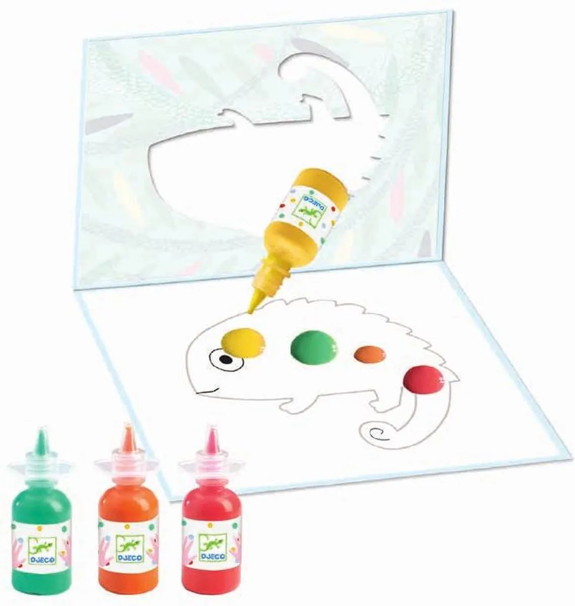 Djeco Creatieve Schilderset - 4 Dierenplaatjes & 4 Verfpotjes - Kleurrijk - afbeelding 6 van 6