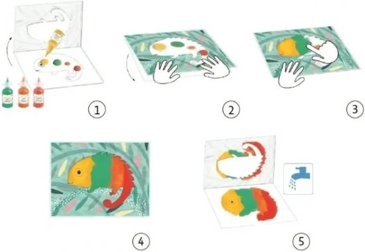 Djeco Creatieve Schilderset - 4 Dierenplaatjes & 4 Verfpotjes - Kleurrijk - afbeelding 5 van 6