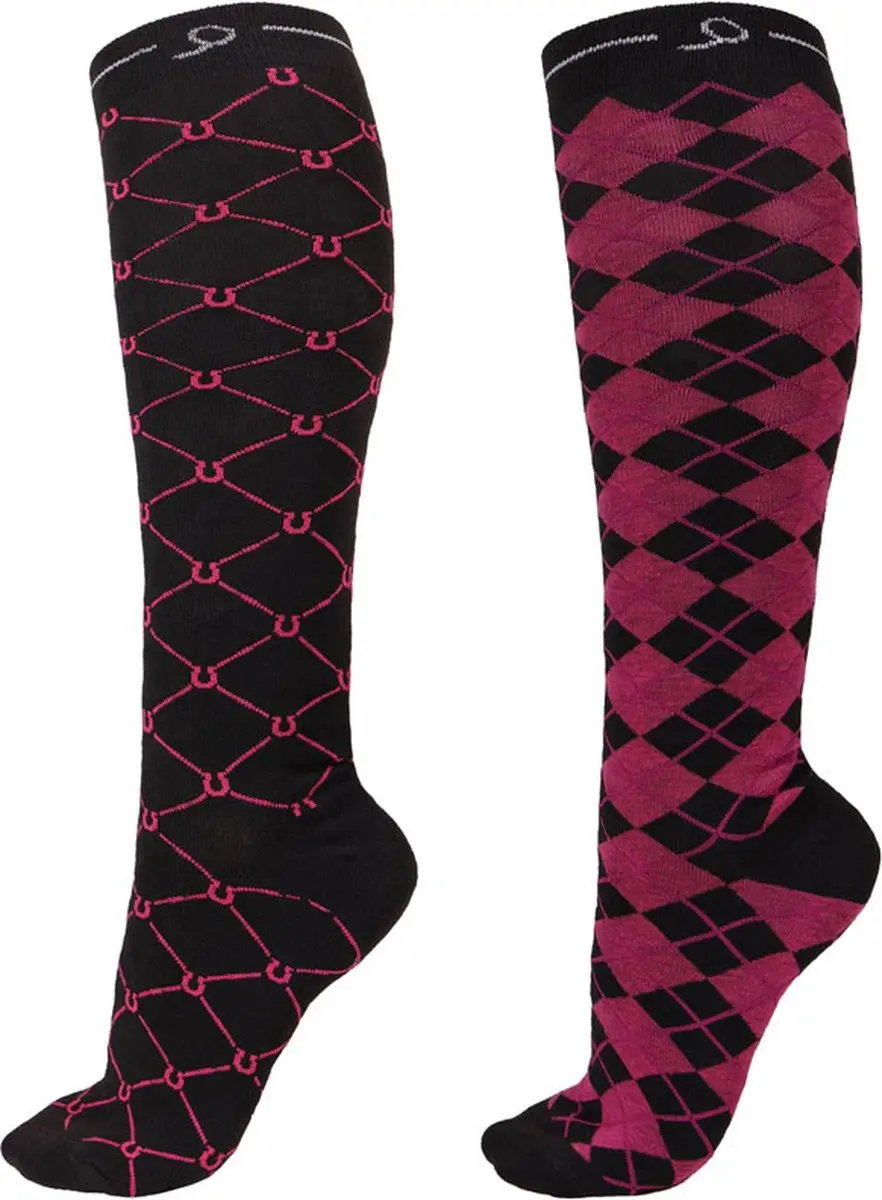 Paardrijsokken QHP Classic Hot Pink