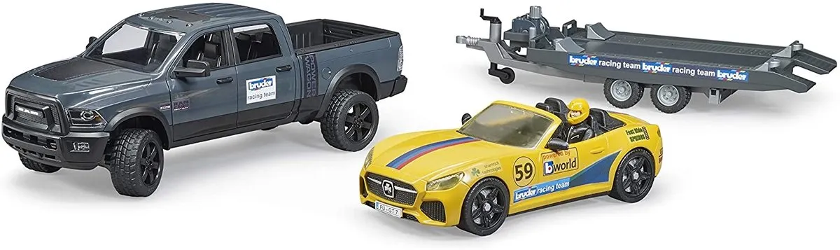 Bruder 2504 RAM 2500 Auto met Lader - Blauw
