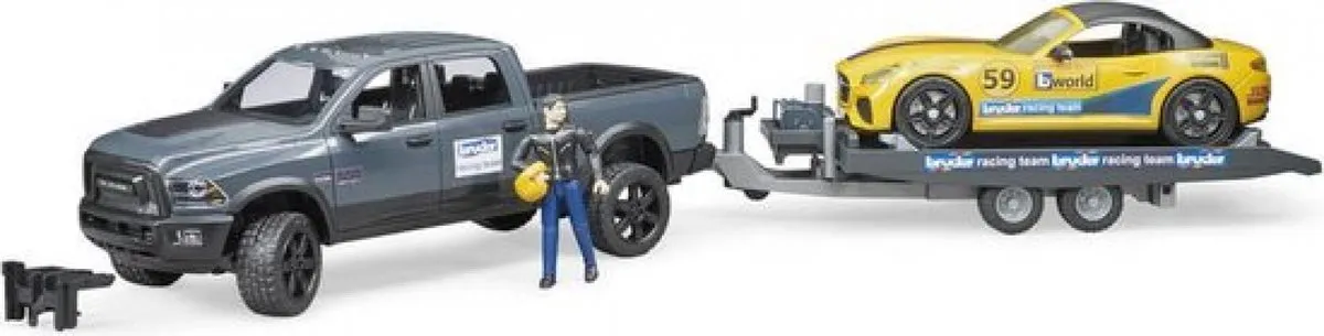 Bruder 2504 RAM 2500 Auto met Lader - Blauw