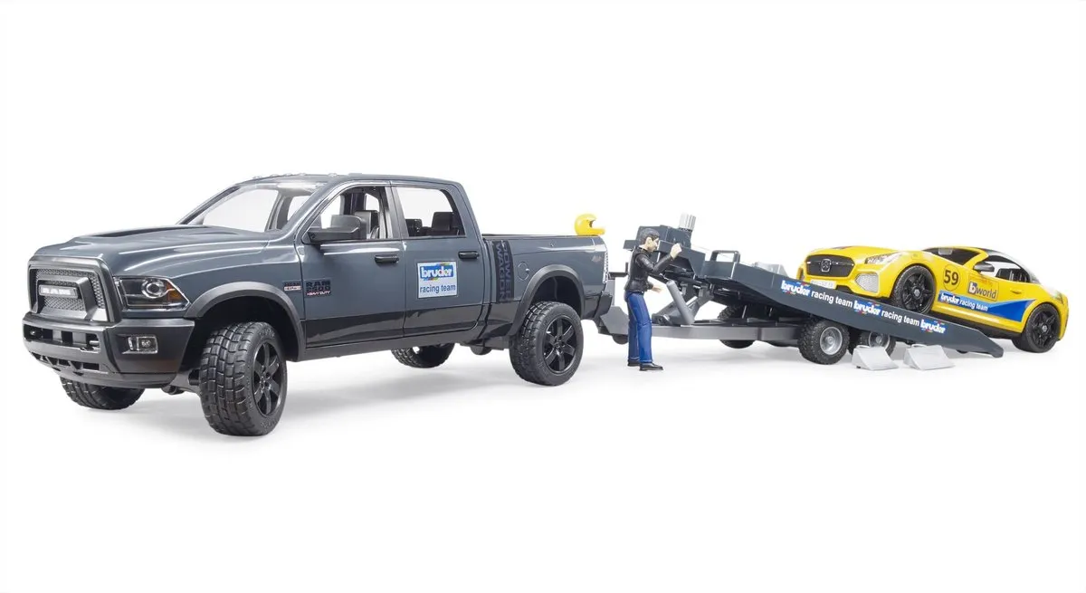 Bruder 2504 RAM 2500 Auto met Lader - Blauw