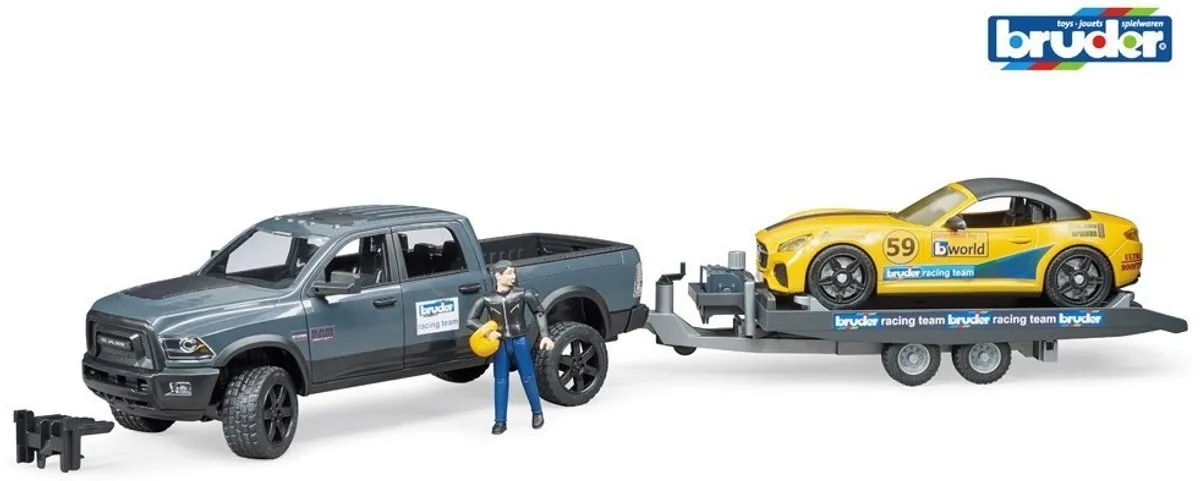 Bruder 2504 RAM 2500 Auto met Lader - Blauw