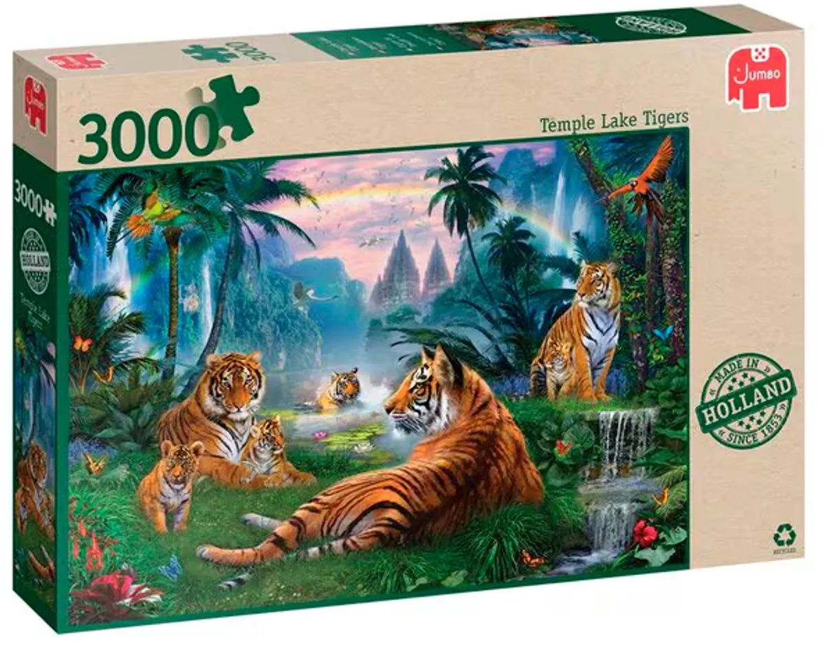 Jumbo Premium Collection Temple Lake Tigers Legpuzzel 3000 Stuks