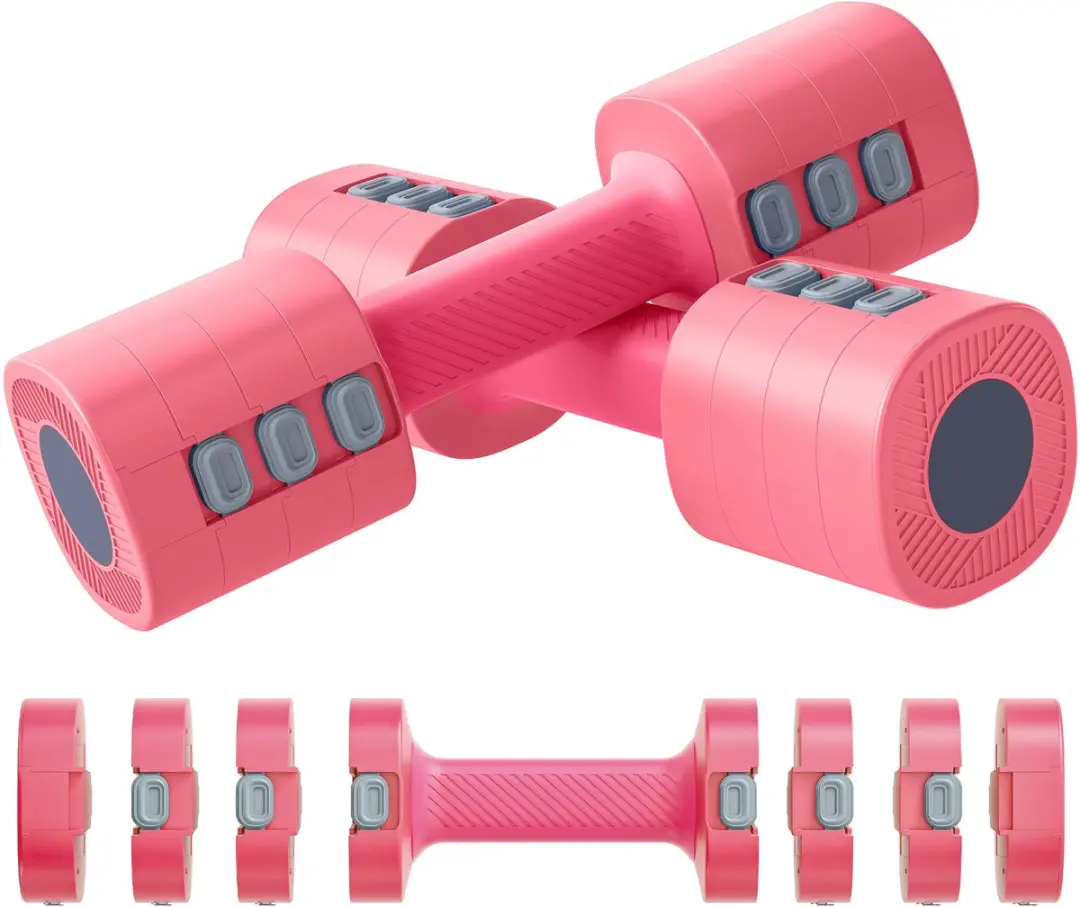 Sportnow Rubber Dumbbell-ABS, Metaal-26,6L x 7,5B x 7,5H cm-Roze