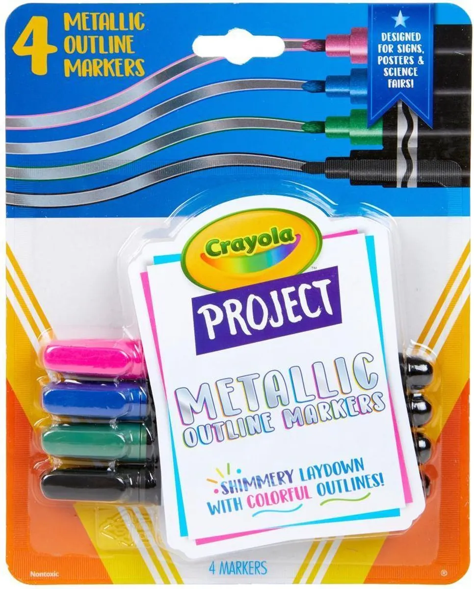 Crayola Projectlijn Markers Metallic - 4 Stuks