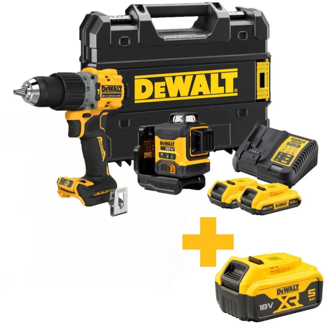 DeWALT DCK2095D2T Accu combiset 2-delig (DCLE34031 + DCD805) 18V XR 2.0Ah in TST