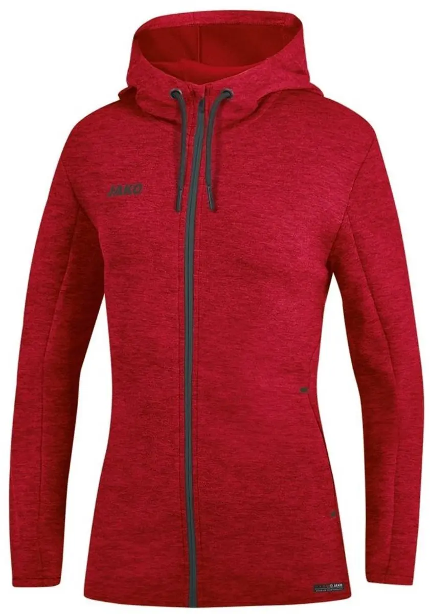 Jako Premium Basics Damesjas Met Kap - Rood Gemeleerd 34
