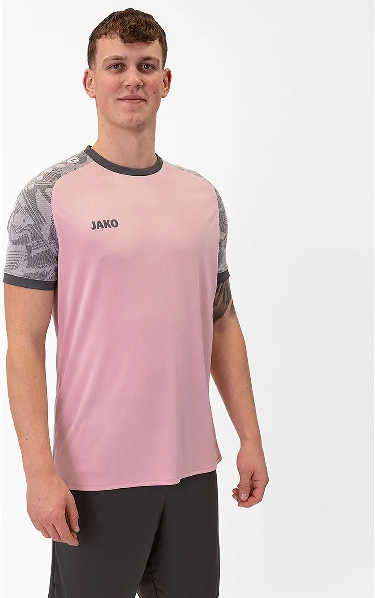 JAKO Iconic Shirt Korte Mouw Heren - Antiek Roze/Zachtgrijs/Antralight L