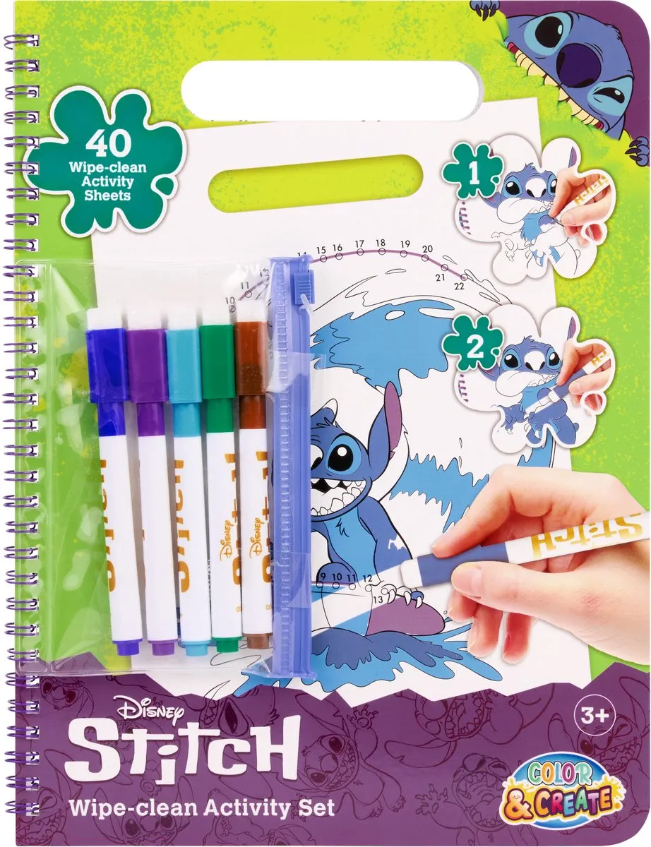 Disney Stitch Wipe-Clean Activity Set - 40 Bladen
