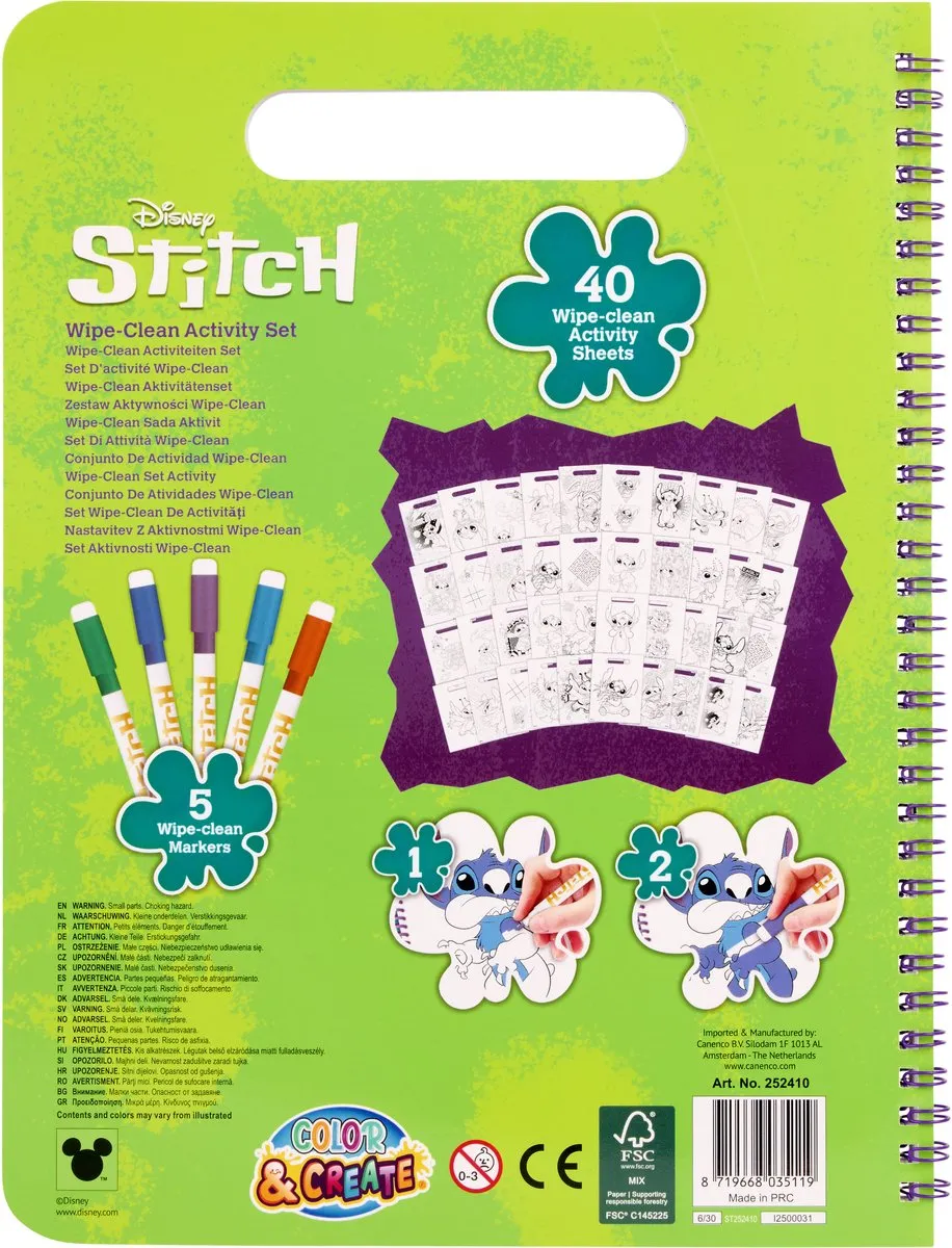 Disney Stitch Wipe-Clean Activity Set - 40 Bladen
