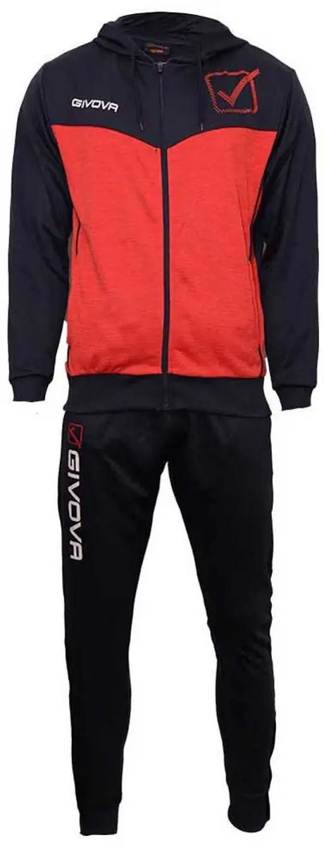 Givova Visa Melange Trainingspak - Rood/Zwart XL
