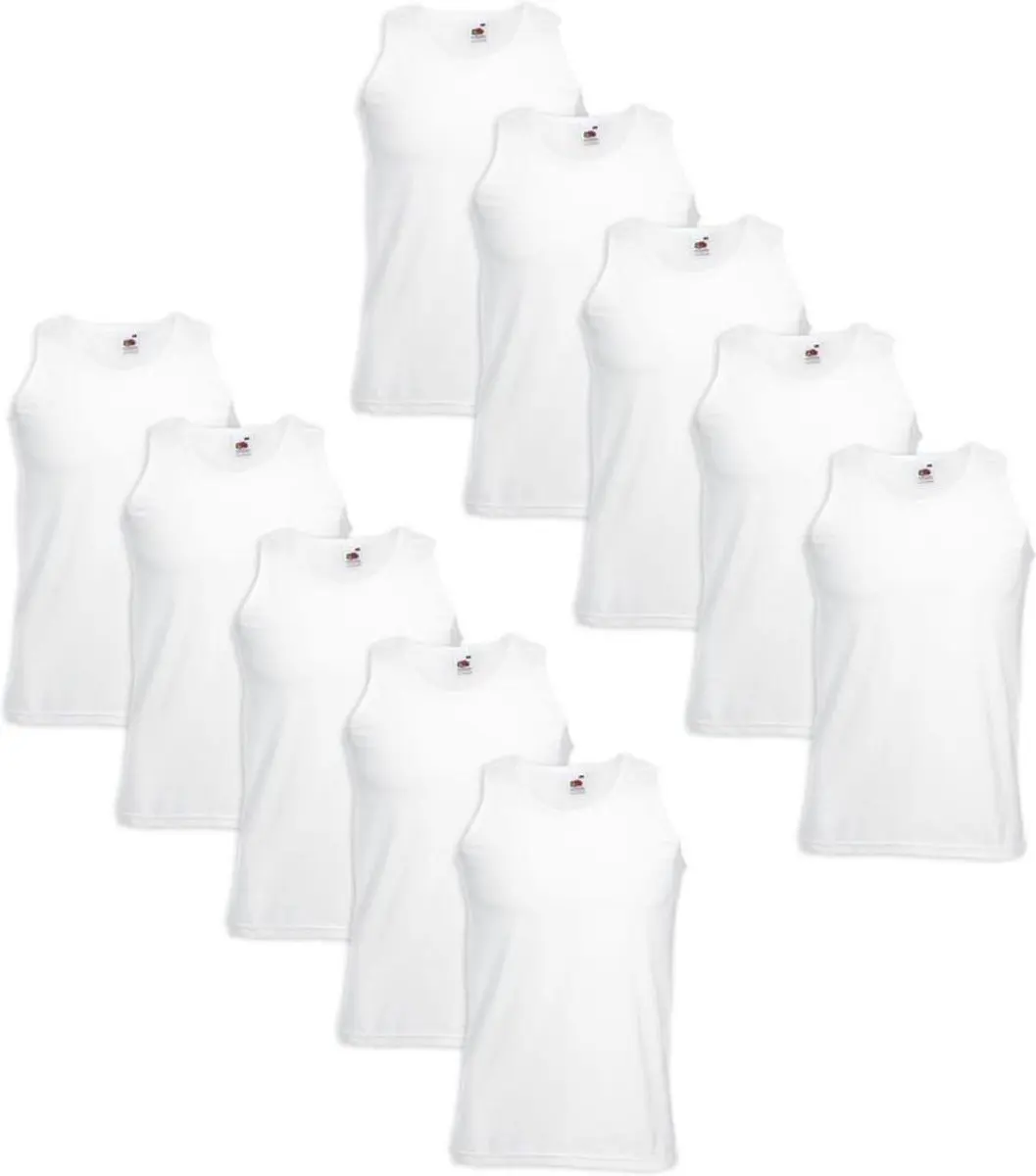 10 Fruit of the Loom Value Weight Tanktop katoen wit XXL