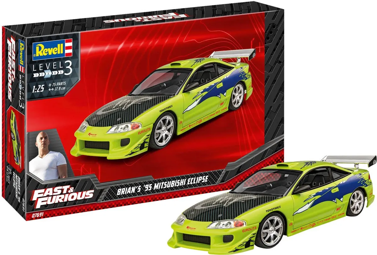 Revell 07691 Fast & Furious Brian's Eclipse 1:25 Modelbouwpakket - 75 Onderdelen - Multi