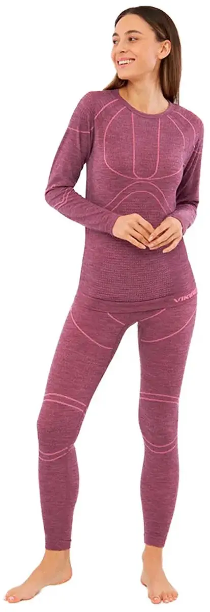 Viking Lana Pro Merino Lange Mouwen Basislaagset Roze 2XL Vrouw
